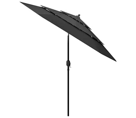 vidaXL Parasol 3-laags met aluminium paal 2,5 m antracietkleurig