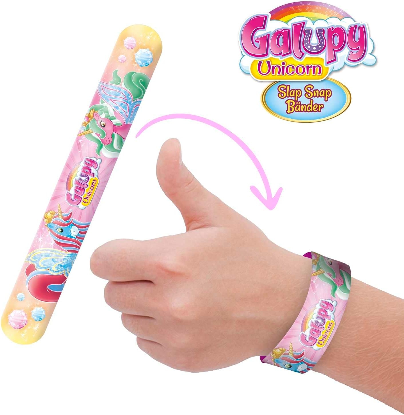 Craze Slap Snap Band, verzamelarmband voor kinderen, met Galupy eenhoorn-designs, 12 modellen om te verzamelen, 16 cm, Siliconen, Geen edelsteen