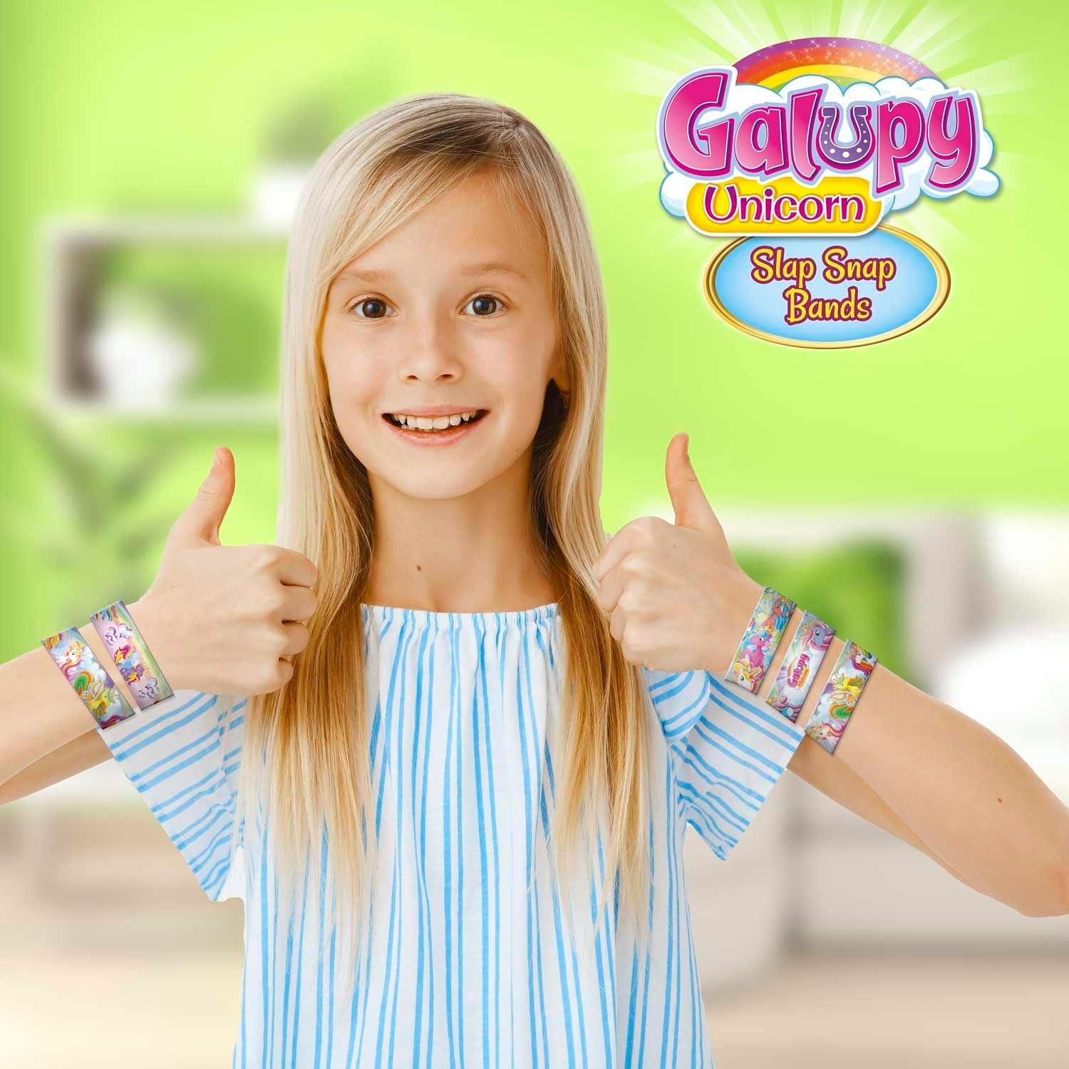 Craze Slap Snap Band, verzamelarmband voor kinderen, met Galupy eenhoorn-designs, 12 modellen om te verzamelen, 16 cm, Siliconen, Geen edelsteen