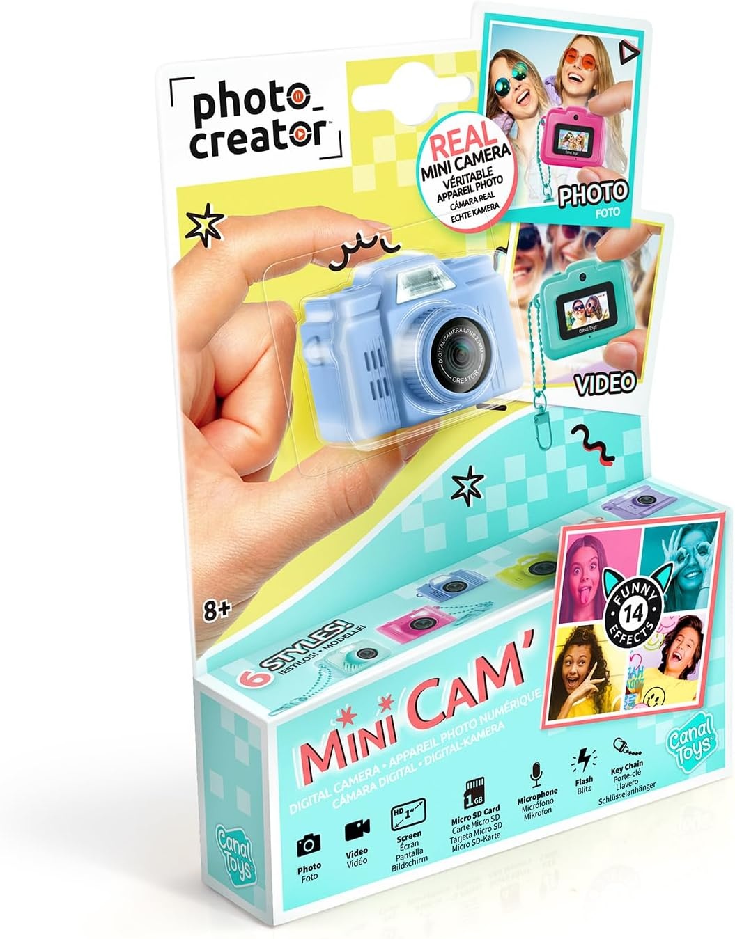 Canal Toys – Photo Creator – Mini Cam' Digitale Camera en Video – Retro - Met Sleutelhanger en 1 GB SD-kaart inbegrepen – CLK 059