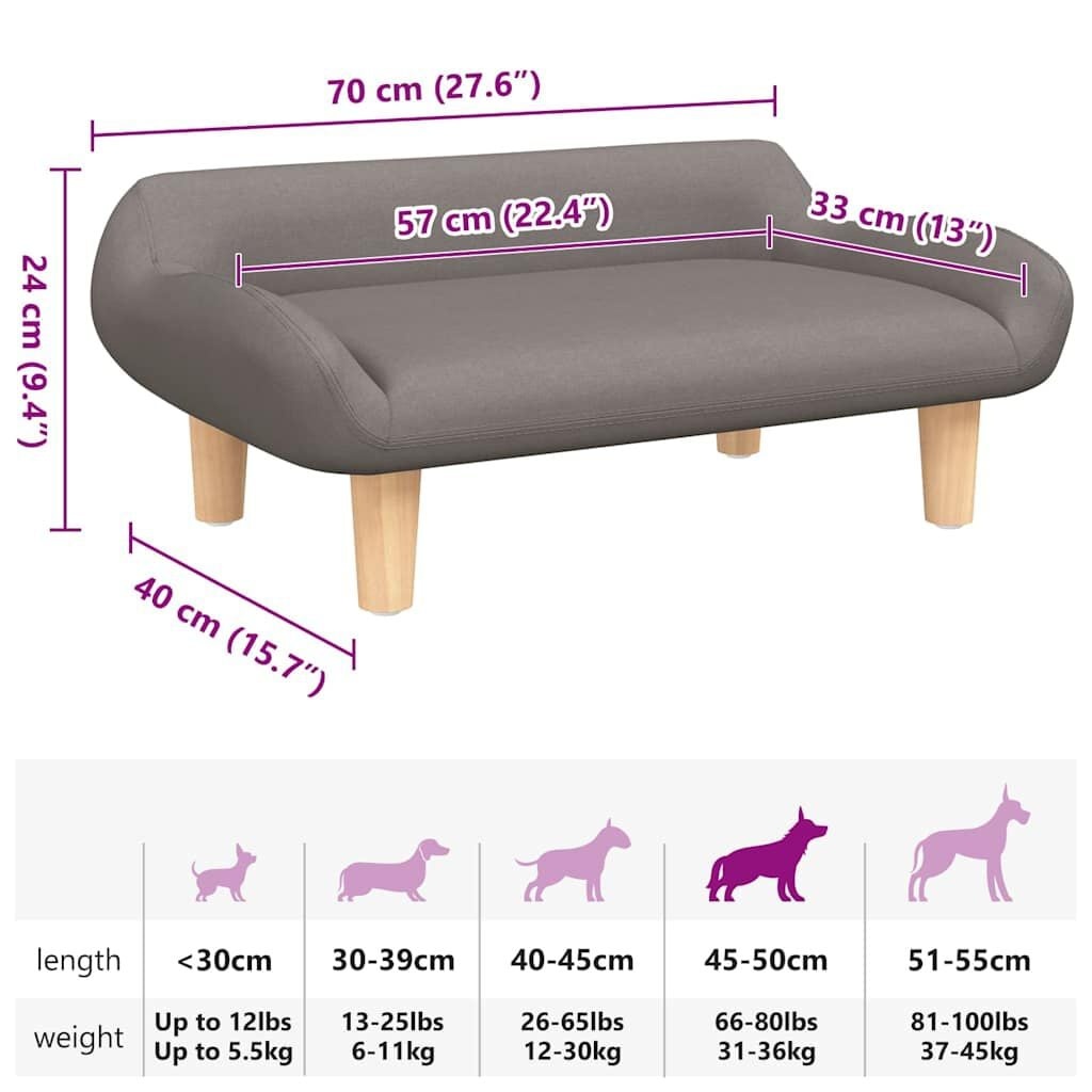 vidaXL Hondenmand Taupe 70x40x24 cm - 36% Korting!