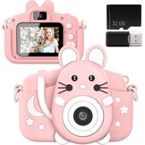 Gofunly Kinderen Digitale Camera Roze - 20MP 1080P HD - Inclusief 32GB SD Kaart - 2 Inch Scherm