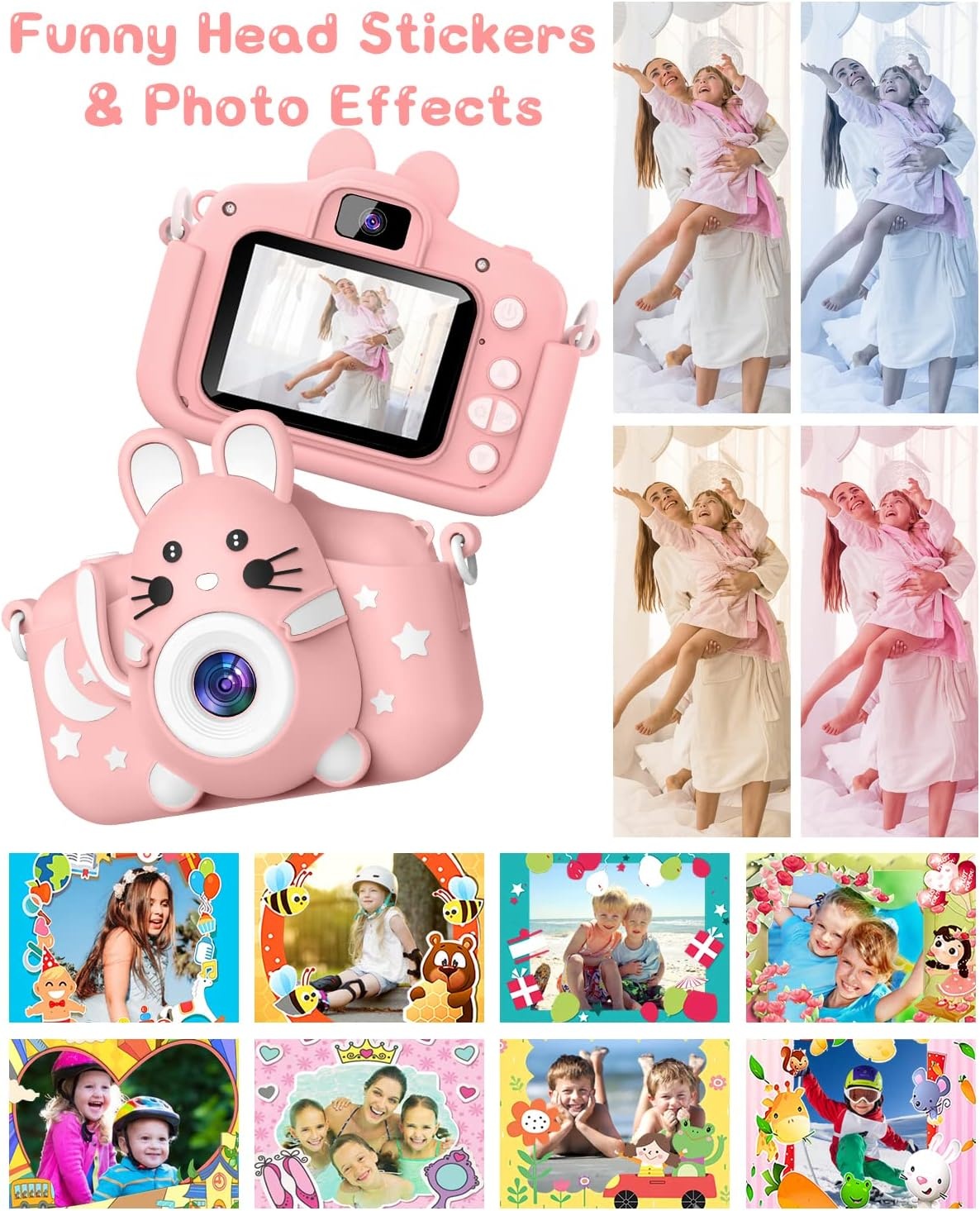 Gofunly Kinderen Digitale Camera Roze - 20MP 1080P HD - Inclusief 32GB SD Kaart - 2 Inch Scherm