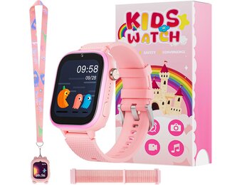 OKYUK 4G Smartwatch voor kinderen, smartwatch voor kinderen met GPS en telefoon, polshorloge voor jongens en meisjes, met video-telefoongesprek, berichten, schoolmodus, SOS-functie, camera en