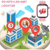 OKYUK 4G Smartwatch voor kinderen, smartwatch voor kinderen met GPS en telefoon, polshorloge voor jongens en meisjes, met video-telefoongesprek, berichten, schoolmodus, SOS-functie, camera en