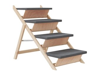 vidaXL Hondentrap 105x47 cm massief vurenhout grijs