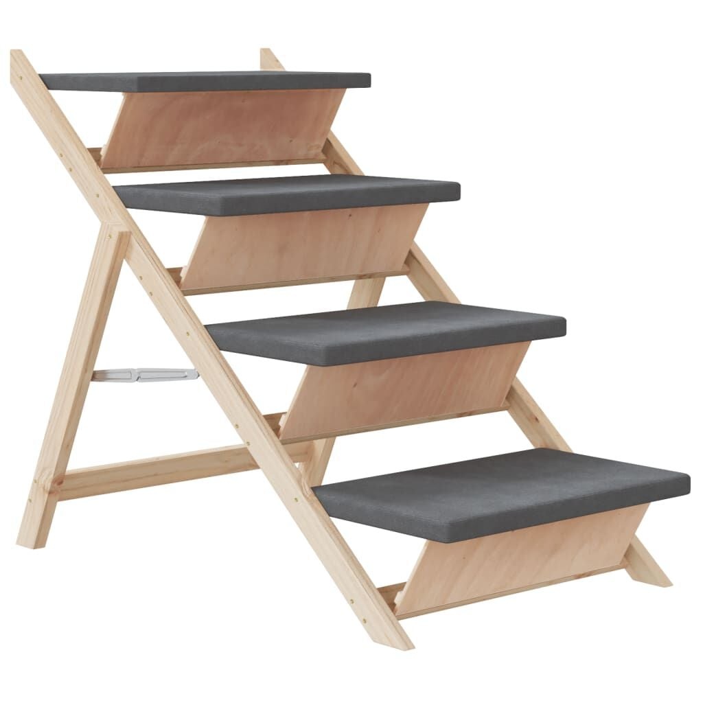 vidaXL Hondentrap 105x47 cm massief vurenhout grijs