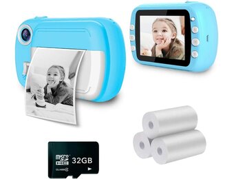 i-Paint P9 Instant Camera voor kinderen - 3,5 inch scherm - 32 GB - Blauw