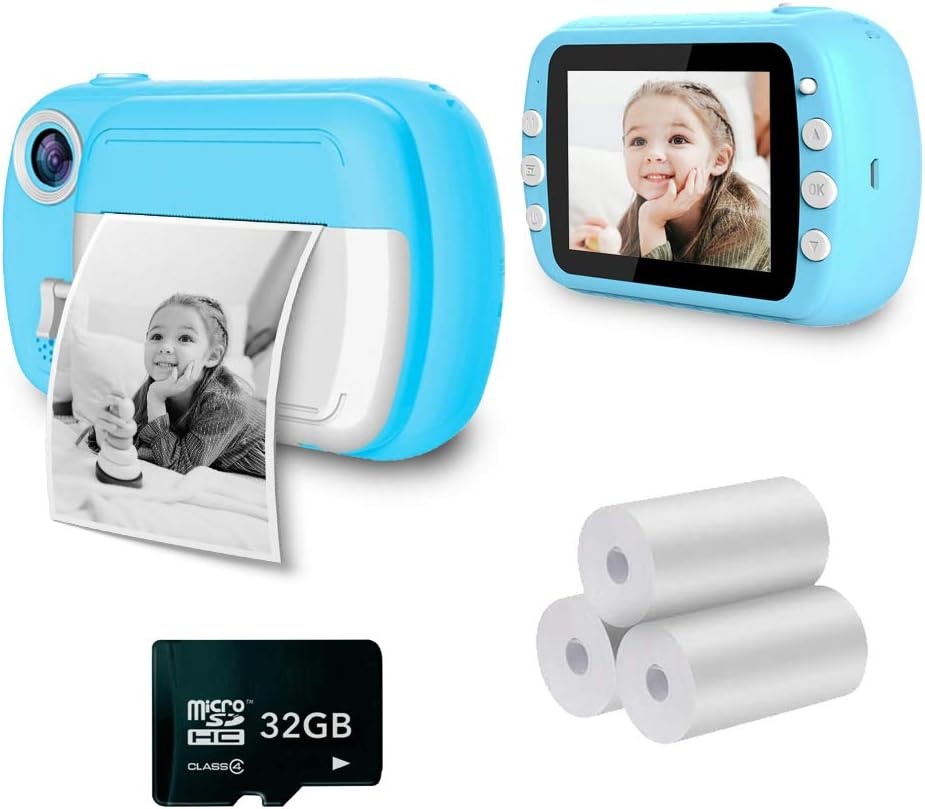 i-Paint P9 Instant Camera voor kinderen - 3,5 inch scherm - 32 GB - Blauw