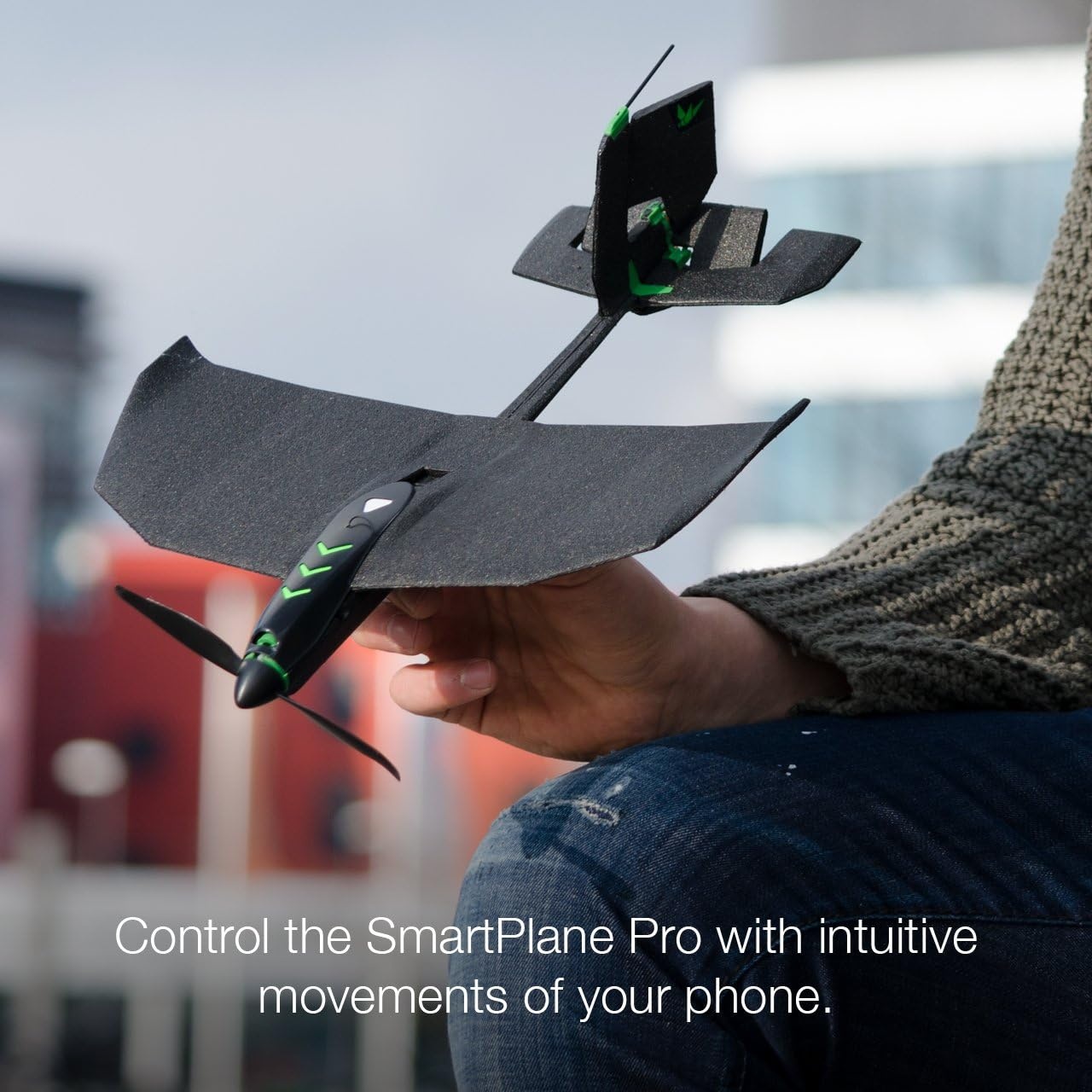 TobyRich SmartPlane Pro Stuntvliegtuig - Appgestuurd - Zwart/Groen - 33 x 30 x 8 cm