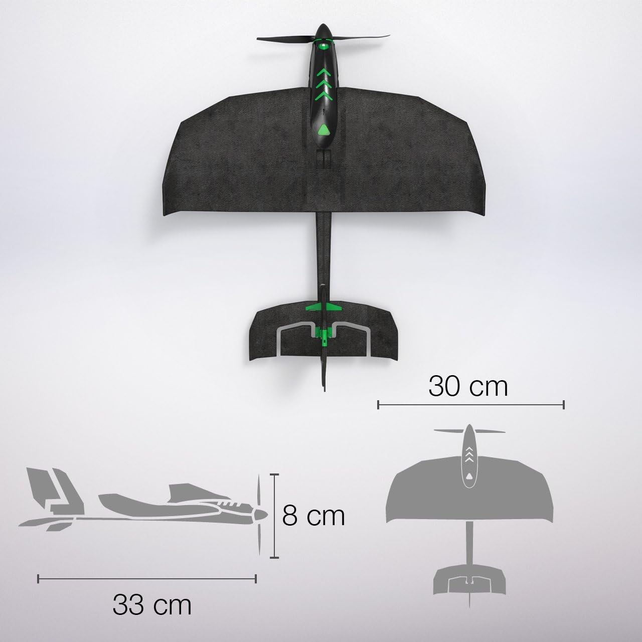 TobyRich SmartPlane Pro Stuntvliegtuig - Appgestuurd - Zwart/Groen - 33 x 30 x 8 cm