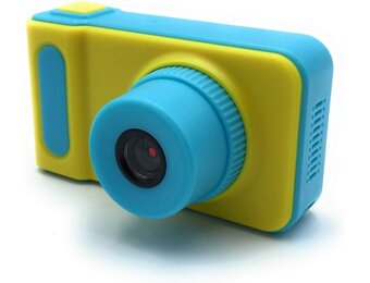 Minoni Digitale Kindercamera met 32GB Geheugen - Blauw en Geel - Voor Kinderen 3-12 Jaar
