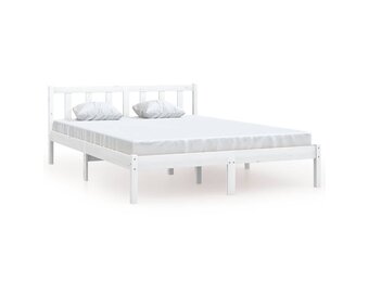 vidaXL Bedframe massief grenenhout wit 160x200 cm