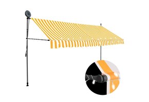 Handmatige Uitschuifbare Luifel met LED 400cm Wit/Oranje - 34% Korting!