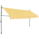 vidaXL Luifel handmatig uitschuifbaar met LED 400 cm wit en oranje