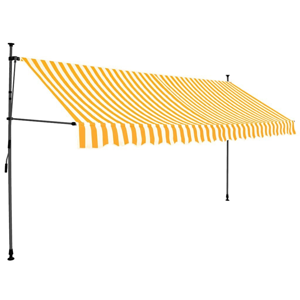 vidaXL Luifel handmatig uitschuifbaar met LED 400 cm wit en oranje