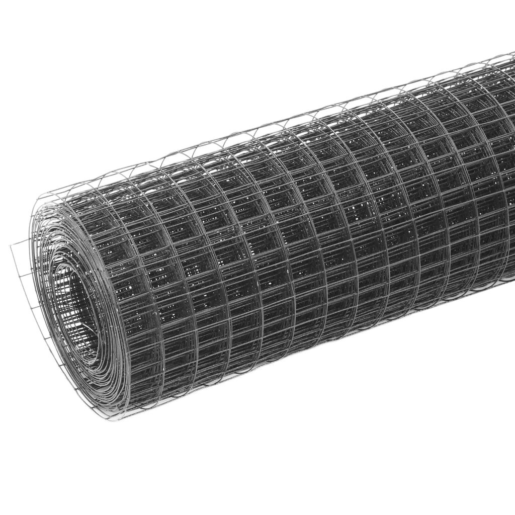 vidaXL Kippengaas 25x1 m staal met PVC coating grijs