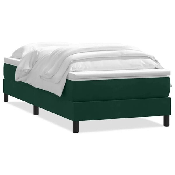 vidaXL Bed boxspring zonder matras 200x220 cm fluweel donkergroen