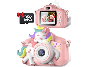 Gofunly Kinderen Camera - 20MP - 1080p - Met 32GB SD-kaart - Eenhoorn Wit