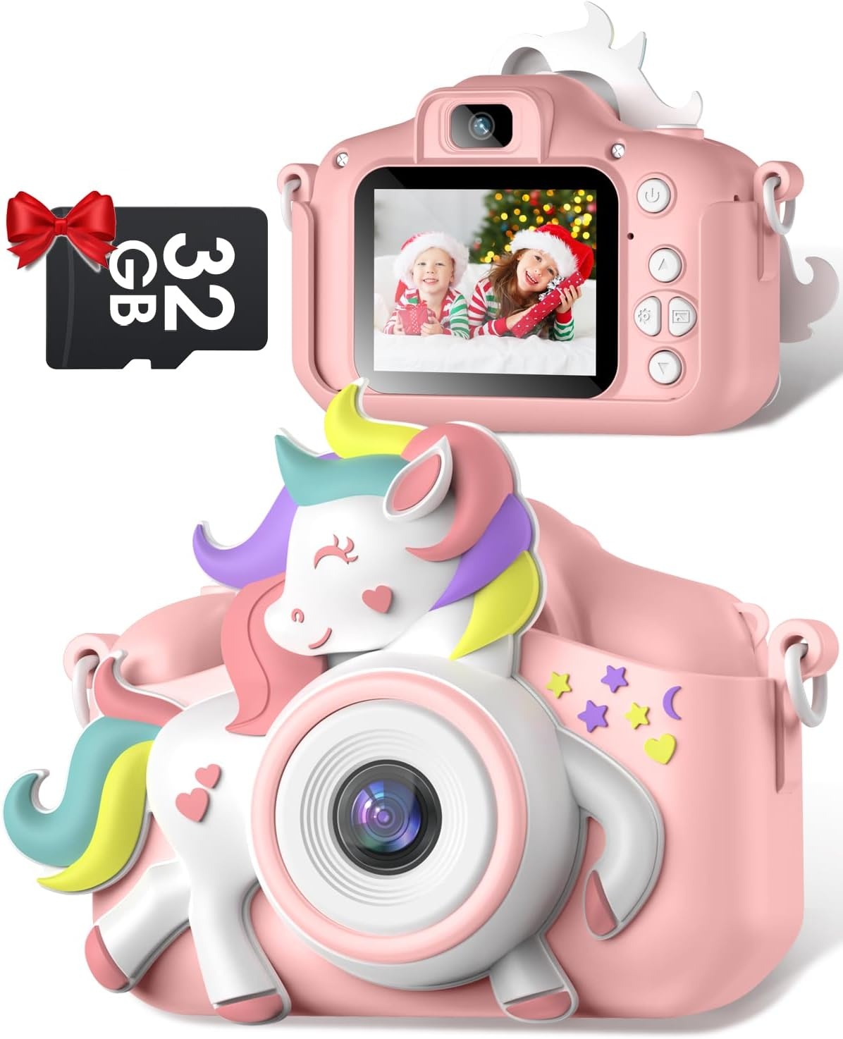 Gofunly Kinderen Camera - 20MP - 1080p - Met 32GB SD-kaart - Eenhoorn Wit