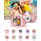 Gofunly Kinderen Camera - 20MP - 1080p - Met 32GB SD-kaart - Eenhoorn Wit