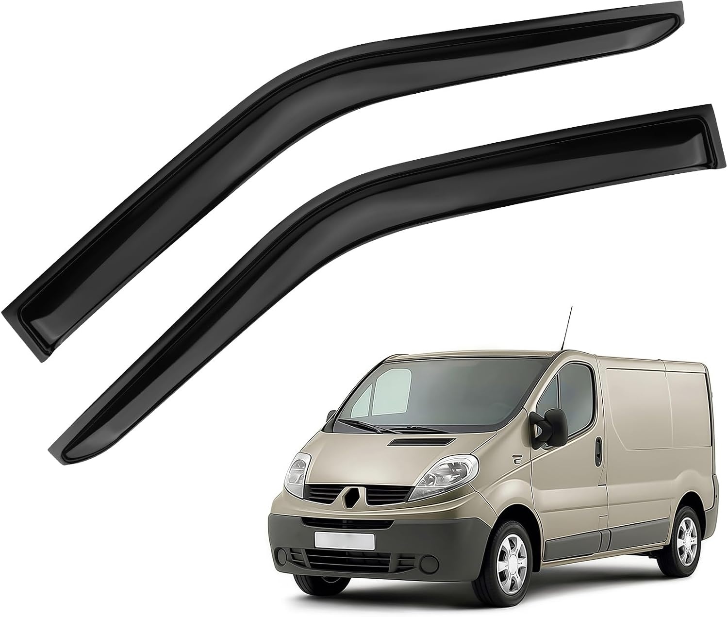 Car Wind Deflectors Compatible with Renault Trafic Nissan Primastar Opel Vauxhall Vivaro 2001-2014, 1 Pair Rain Guards for Windows, Vent Deflector Window Visors for Cars