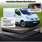 Car Wind Deflectors Compatible with Renault Trafic Nissan Primastar Opel Vauxhall Vivaro 2001-2014, 1 Pair Rain Guards for Windows, Vent Deflector Window Visors for Cars