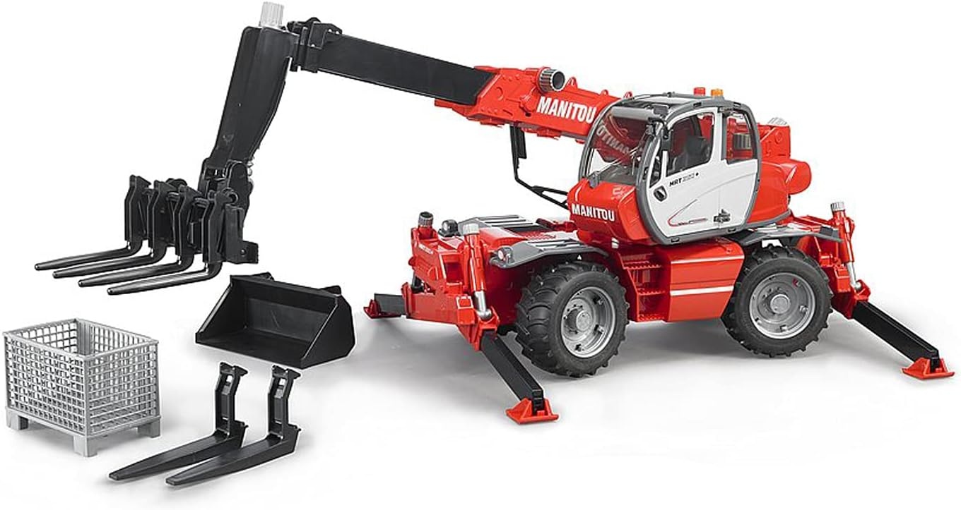 Bruder - Manitou Telescop forklift (BR2129), Multicoloured, 02129 | 1:16 Scale Construction Farm Farm Toy Forklift