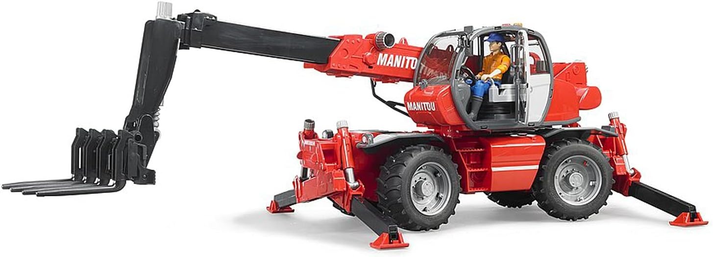 Bruder - Manitou Telescop forklift (BR2129), Multicoloured, 02129 | 1:16 Scale Construction Farm Farm Toy Forklift