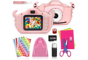 Digitale Kindercamera Roze 1080p HD met 32GB Kaart