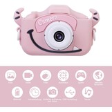 Kindercamera, digitale camera kinderen met USB-laadfunctie, uitgerust met 32 GB geheugenkaart, 1080p HD-scherm, zeer geschikt als cadeau voor kinderen op Kerstmis (roze)