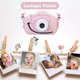 Kindercamera, digitale camera kinderen met USB-laadfunctie, uitgerust met 32 GB geheugenkaart, 1080p HD-scherm, zeer geschikt als cadeau voor kinderen op Kerstmis (roze)
