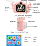 Kindercamera, digitale camera kinderen met USB-laadfunctie, uitgerust met 32 GB geheugenkaart, 1080p HD-scherm, zeer geschikt als cadeau voor kinderen op Kerstmis (roze)