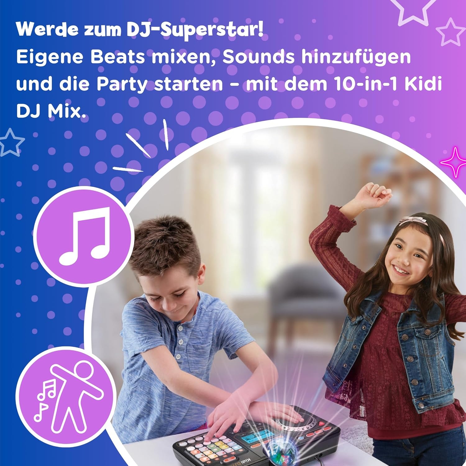 VTech Kidi DJ Mix — 10-in-1 DJ-mixer met lanceerplatform, jogwheel en veel effecten voor het bewerken van muziek — Voor kinderen van 6-12 jaar