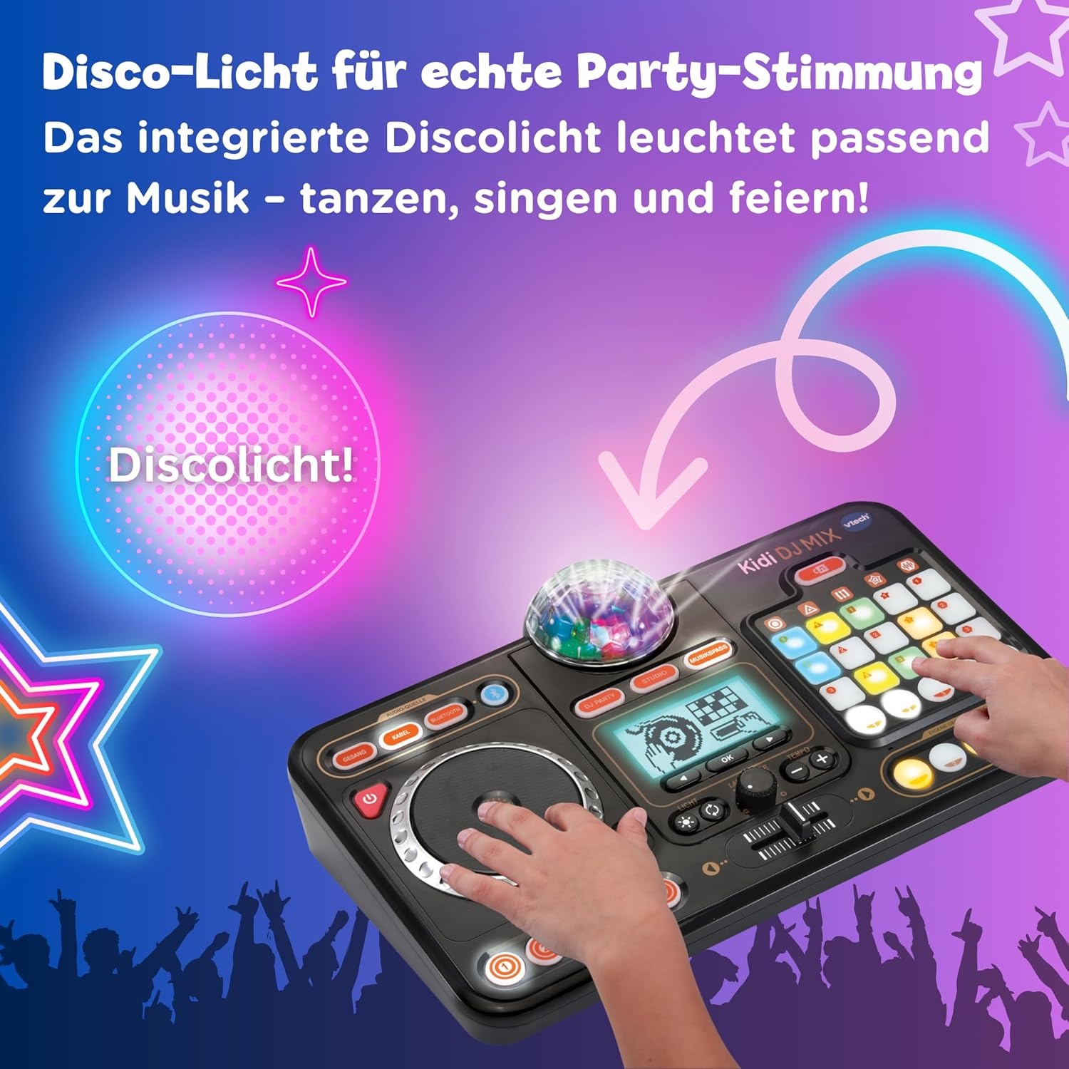 VTech Kidi DJ Mix — 10-in-1 DJ-mixer met lanceerplatform, jogwheel en veel effecten voor het bewerken van muziek — Voor kinderen van 6-12 jaar