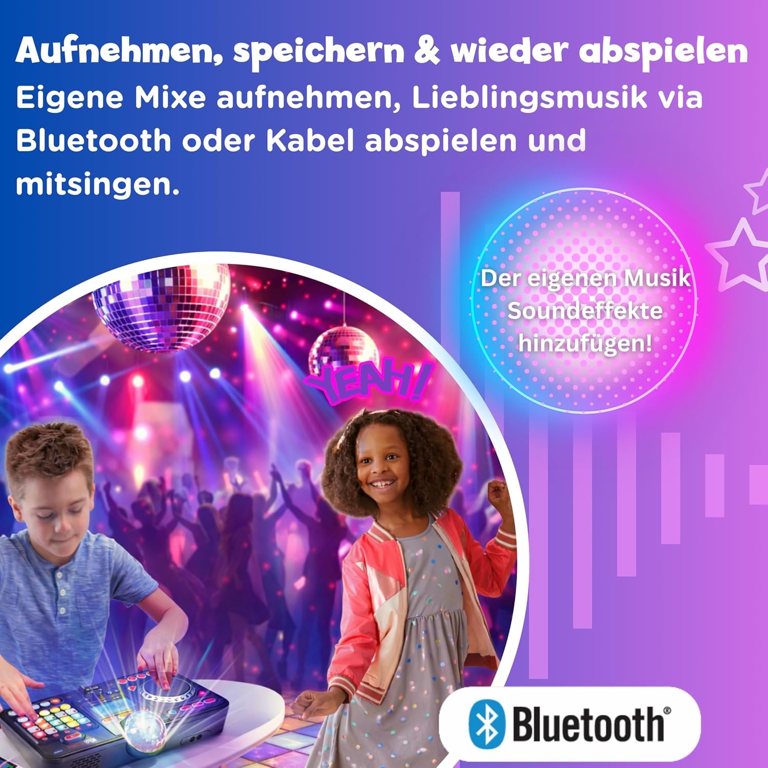 VTech Kidi DJ Mix — 10-in-1 DJ-mixer met lanceerplatform, jogwheel en veel effecten voor het bewerken van muziek — Voor kinderen van 6-12 jaar