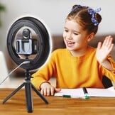 VTech - KidiZoom Video Studio Pro, digitale camera voor kinderen, foto, selfie, HD-video, kleurendisplay met ringlicht, statief, achtergrond en handschoenen, groen, cadeau van 7 jaar tot 14 jaar - inhoud in het Frans