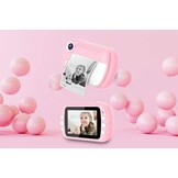 i-Paint P9 Instant Camera voor kinderen, printen B/N op thermisch papier, 1080P digitale camera FHD, LCD 3,5 inch, Micro SD 32 GB, kleur roze