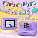 Hangrui Instant Print kindercamera, 2,4 inch Instant Camera voor kinderen, 1080P kindercamera's met 32 GB kaart en 3 rollen fotopapier, kerstverjaardagscadeaus speelgoed voor meisjes en jongens van 3