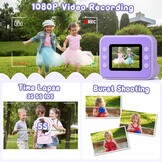 Hangrui Instant Print kindercamera, 2,4 inch Instant Camera voor kinderen, 1080P kindercamera's met 32 GB kaart en 3 rollen fotopapier, kerstverjaardagscadeaus speelgoed voor meisjes en jongens van 3