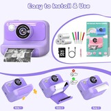Hangrui Instant Print kindercamera, 2,4 inch Instant Camera voor kinderen, 1080P kindercamera's met 32 GB kaart en 3 rollen fotopapier, kerstverjaardagscadeaus speelgoed voor meisjes en jongens van 3