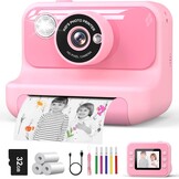 Hangrui Instant Print kindercamera, 2,4 inch Instant Camera voor kinderen, 1080P kindercamera's met 32 GB kaart en 3 rollen fotopapier, kerstverjaardagscadeaus speelgoed voor meisjes en jongens van 3