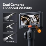 Borescoop voor auto & muur, dubbele lens, 210° twee-weg scharnierend, 1080P HD, 4,5 inch IPS scherm, 8,5mm sonde, 1,5M waterdichte flexibele slang met