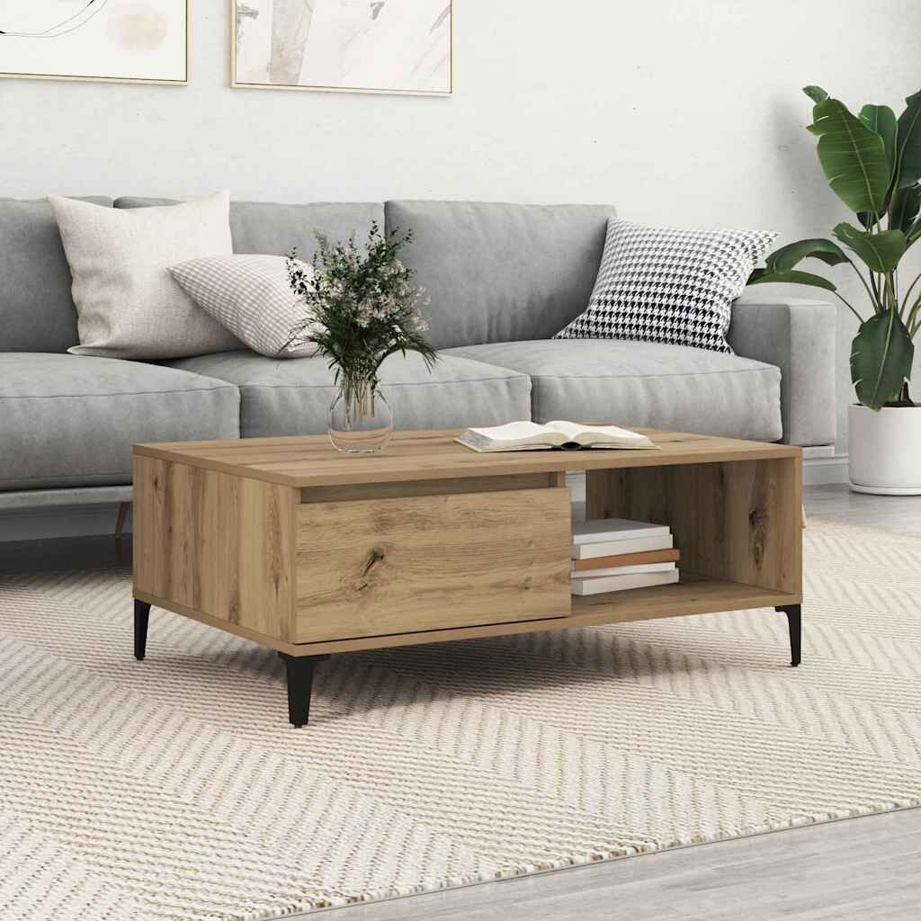 vidaXL Salontafel Eikenkleurig Bewerkt Hout 62% Korting