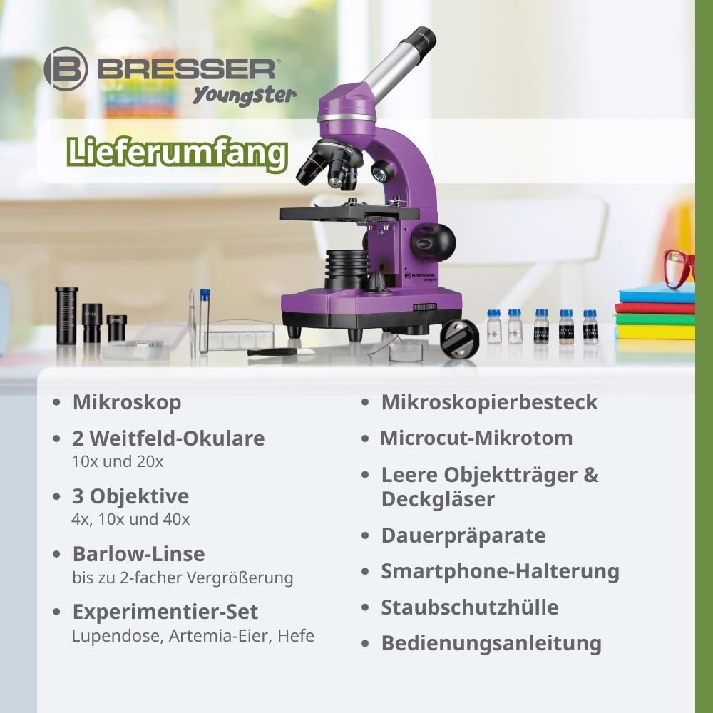 Junior Student Microscoop, tot 1600x, Paars, 34% Korting