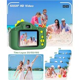 Kindercamera Gofunly 1080P Dino-Groen - 33% Korting