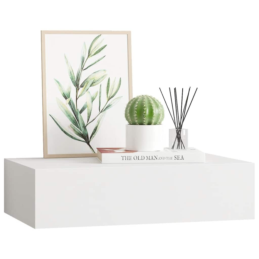 vidaXL Wandschap met Lade - Wit MDF (40x23,5x10 cm) - 29% Korting!