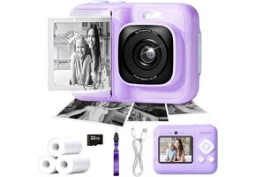 Kinder Instant Camera Paars - 48MP, 1080P Video, 32GB SD, 46% Korting