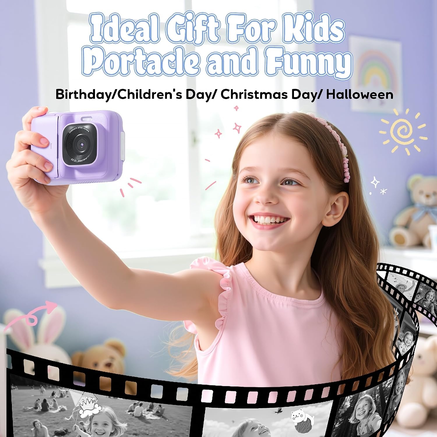 ETIKEZ Kinder Instant Camera met 48MP & Print - Paars - 34% Korting