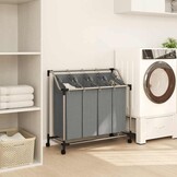 VidaXL Wasmand met Wielen 4 Vakken Grijs - 34% Korting